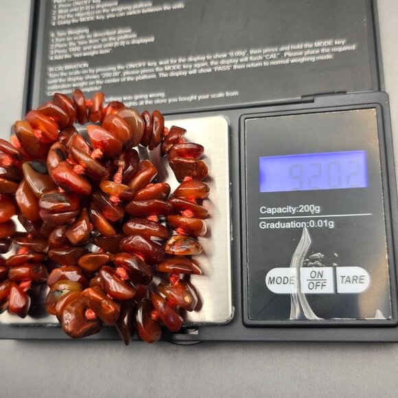 VTG Carnelian Chunk 11mm Bead Handtied Necklace 19" Natural Gemstone 92g - Picture 8 of 8